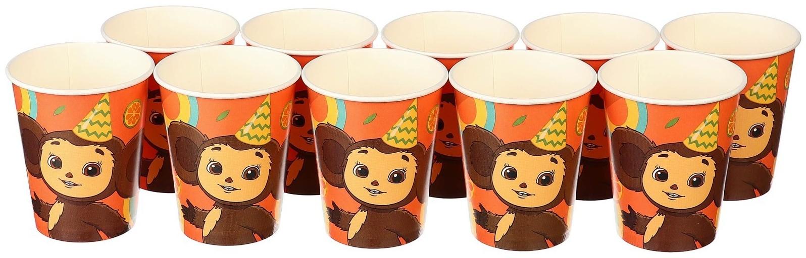 Стакан бумажный, 250 мл, Чебурашка