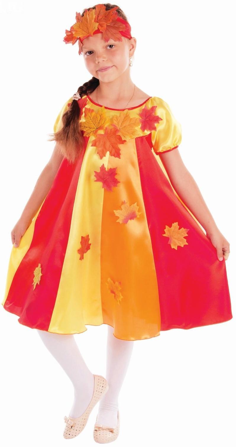 Карнавальный костюм «Осенние переливы», платье клиньями, головной убор, р. 30, рост 116 см