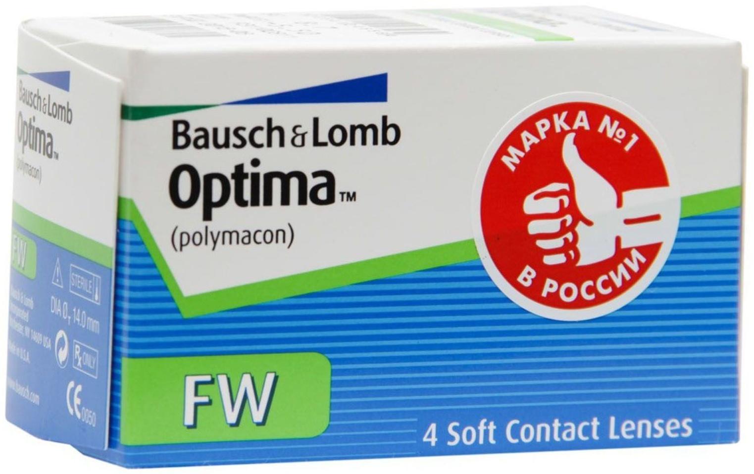 Контактные линзы Optima FW, -1,5/8,7, в наборе 4 шт.