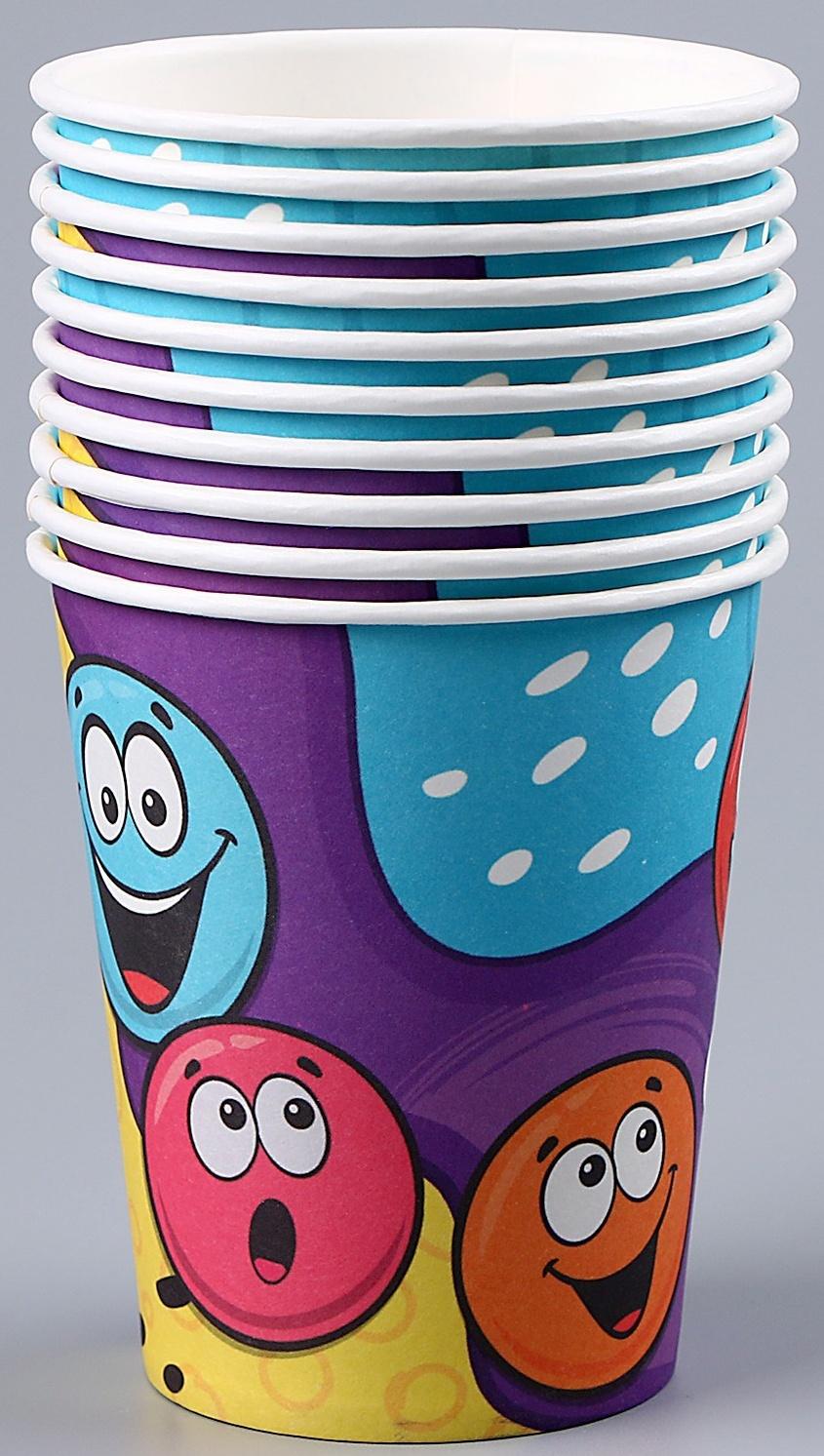 Стакан бумажный «Смайлы», 250 мл