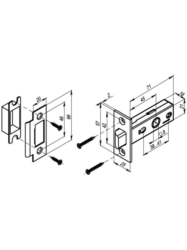 Защелка врезная Punto L45-8 GR , цвет графит