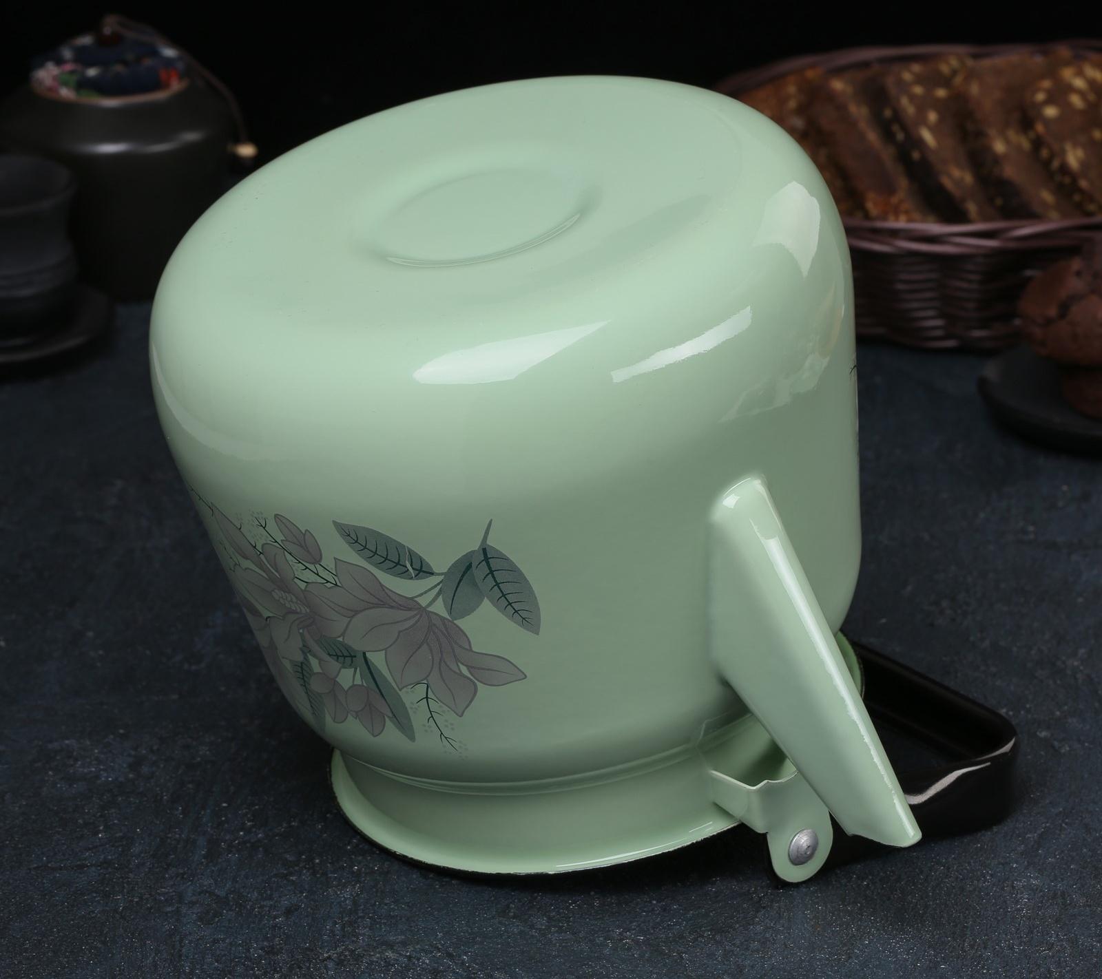 Чайник, 3,5 л, с декором, цвет салатовый