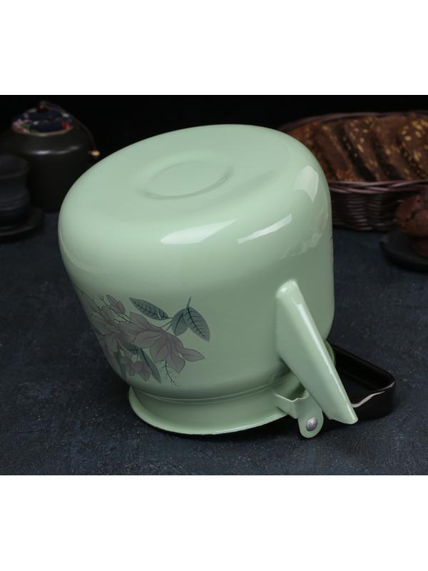 Чайник, 3,5 л, с декором, цвет салатовый