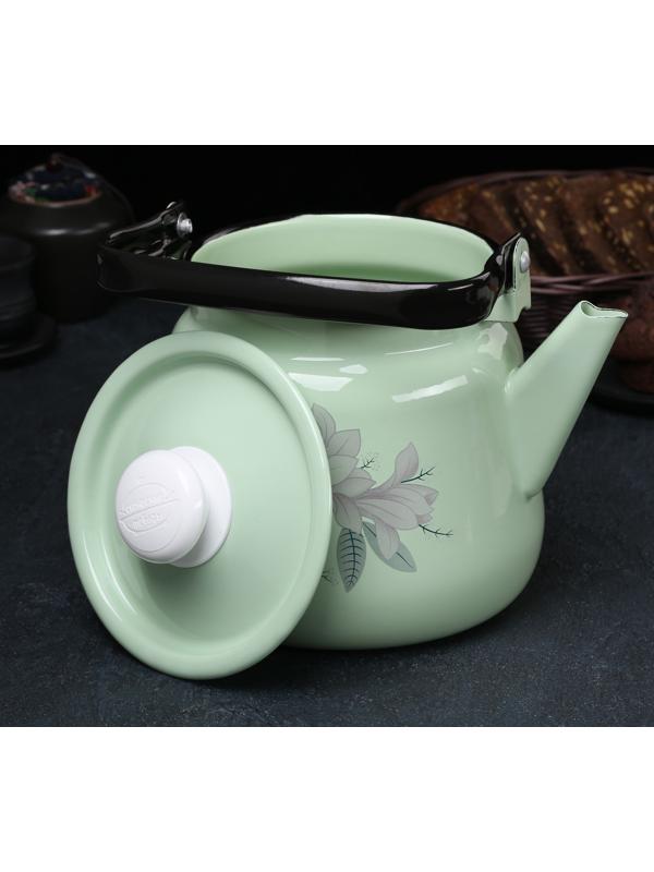 Чайник, 3,5 л, с декором, цвет салатовый