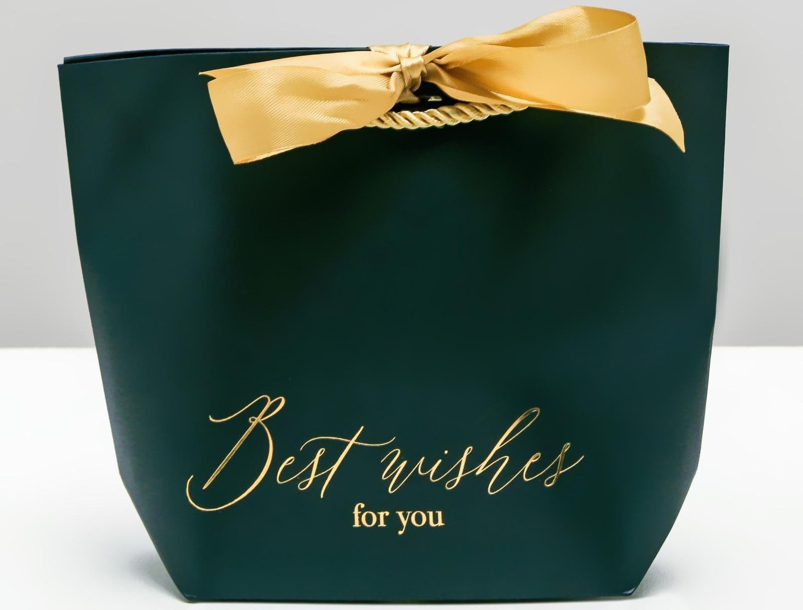 Пакет подарочный Best wishes, 14 х 17 х 7 см