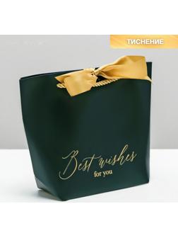 Пакет подарочный Best wishes, 14 х 17 х 7 см
