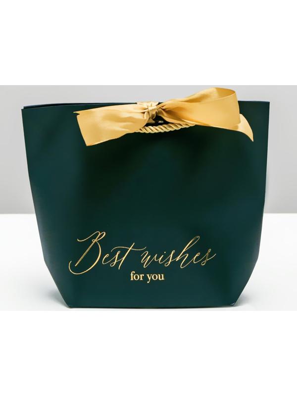 Пакет подарочный Best wishes, 14 х 17 х 7 см