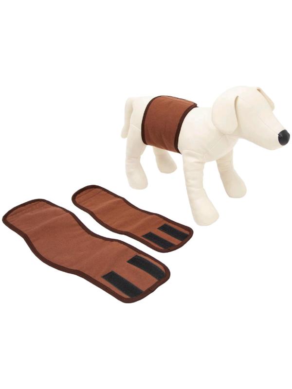 Пояс для кобелей многоразовый, XXS (обхват талии  20-24 см, ширина 8 см), коричневый