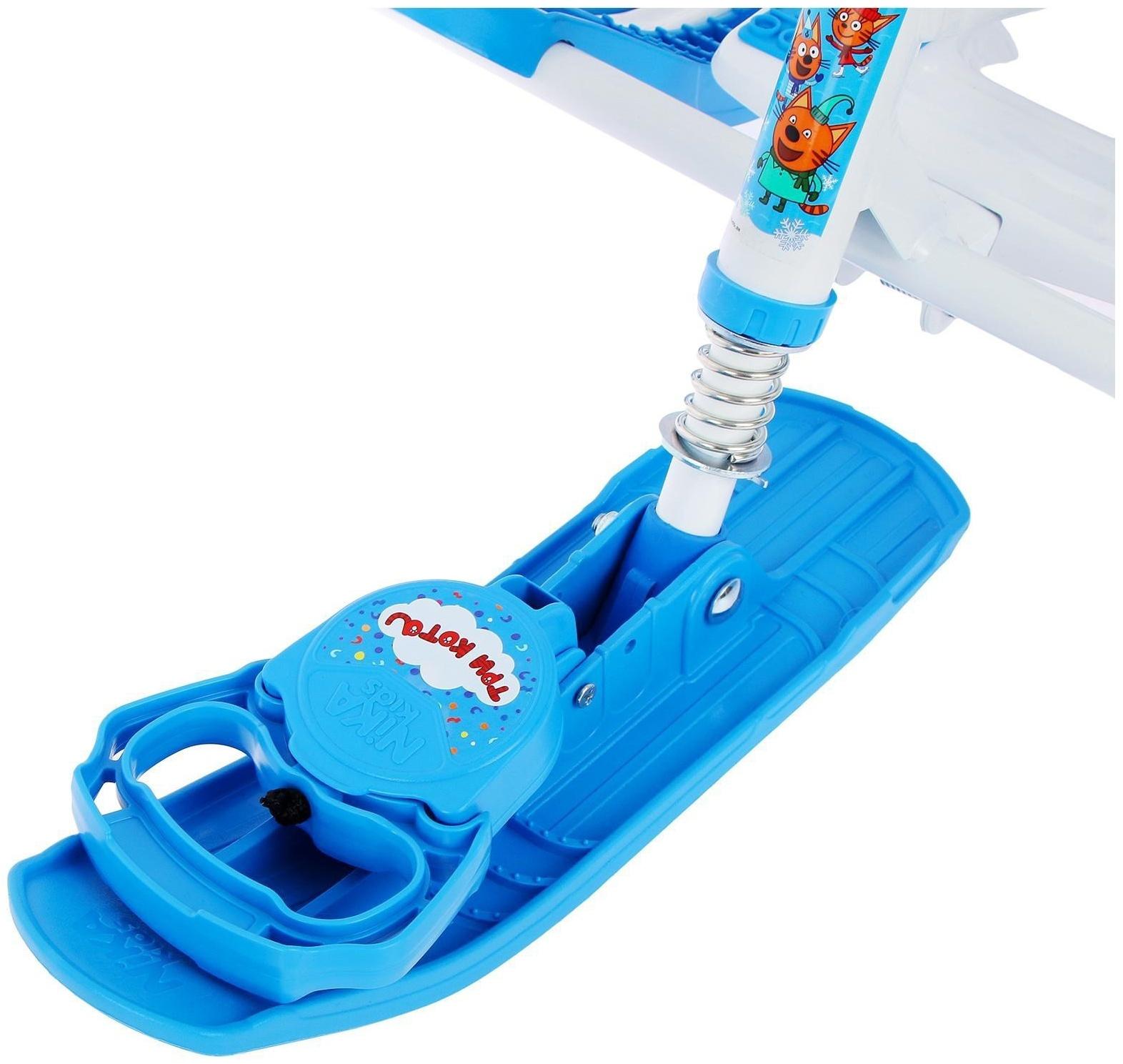 Снегокат «Тимка спорт 4-1 Три кота», ТС4-1/ТК, со спинкой и ремнём безопасности, цвет голубой/белый