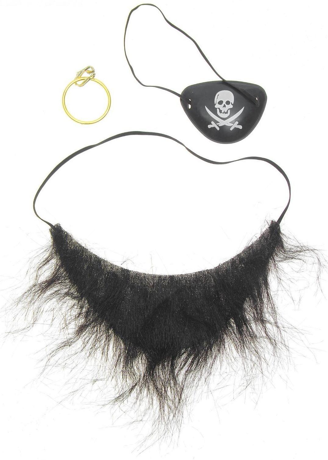 Набор пирата: борода, наглазник, клипса