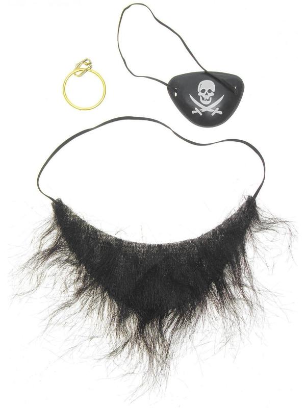Набор пирата: борода, наглазник, клипса