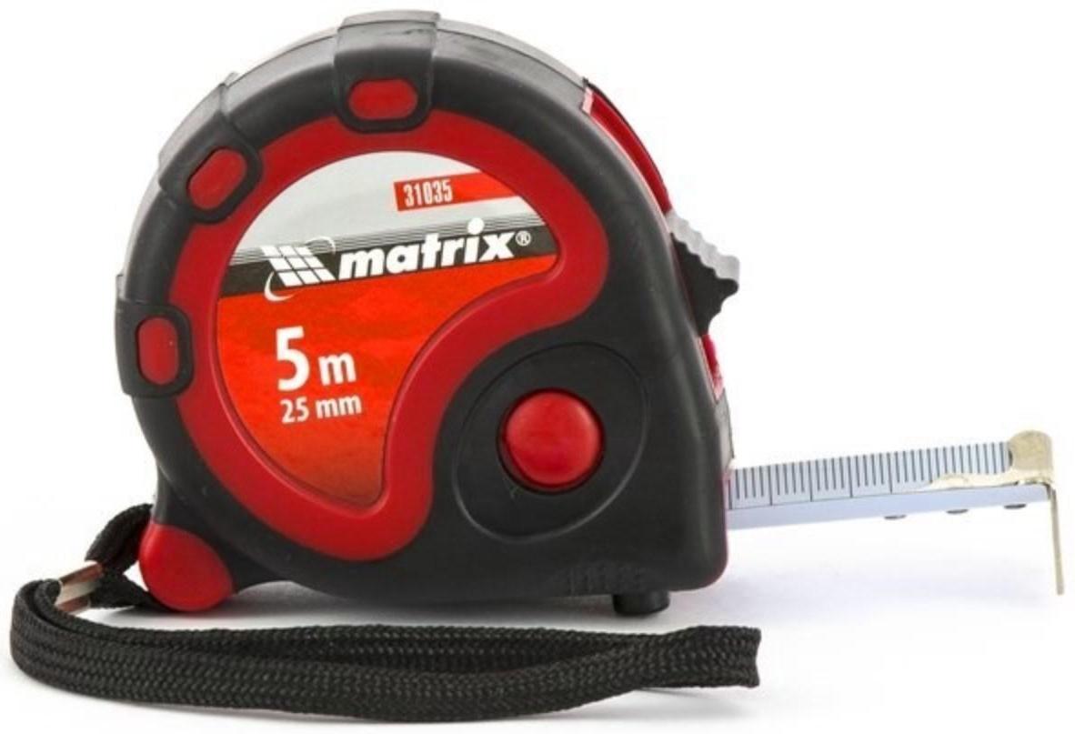 Рулетка MATRIX Status 3 fixations 31035, 3 фиксации ленты, 5 м х 25 мм