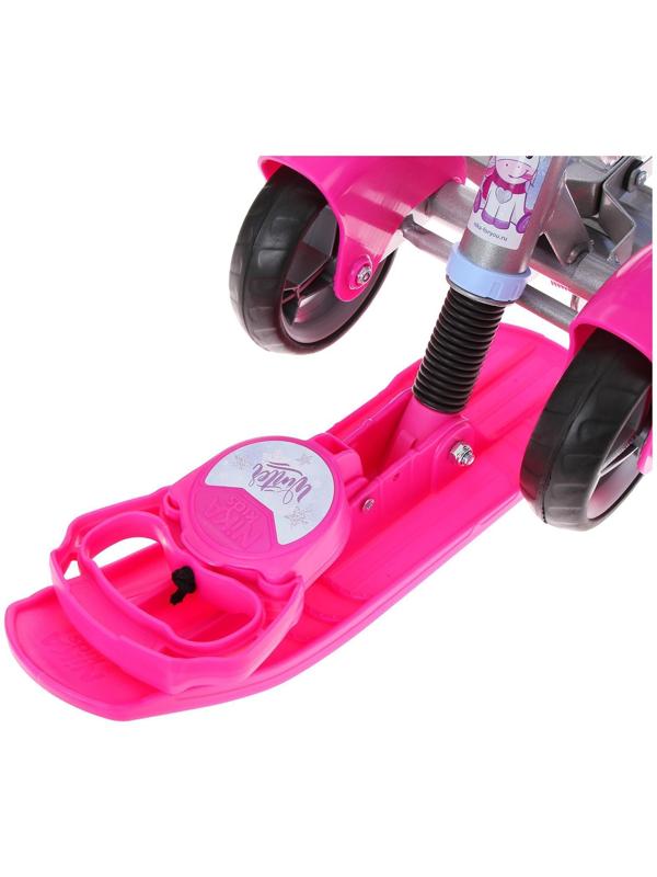 Снегокат с колёсами «Тимка спорт 6 Единорог», ТС6-М/ЕР, с родительской ручкой, со спинкой и ремнём безопасности, цвет розовый/сиреневый/серый