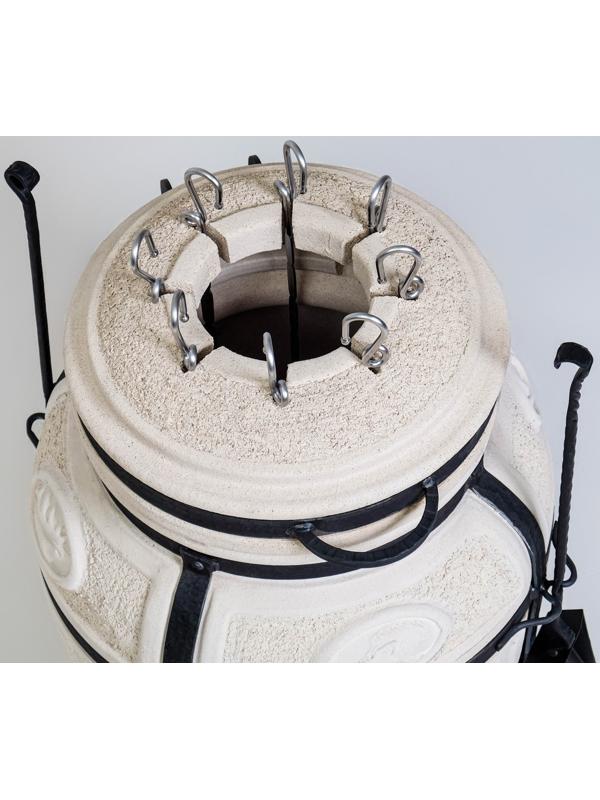 Тандыр Охотник c откидной крышкой, H-73 см, D-50 см, 82,5 кг, 8 шампуров, кочерга, совок