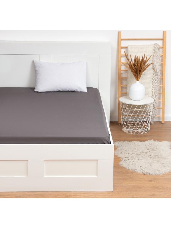 Простыня на резинке Этель 140х200х25, цвет серый, 100% хлопок, бязь 125г/м2