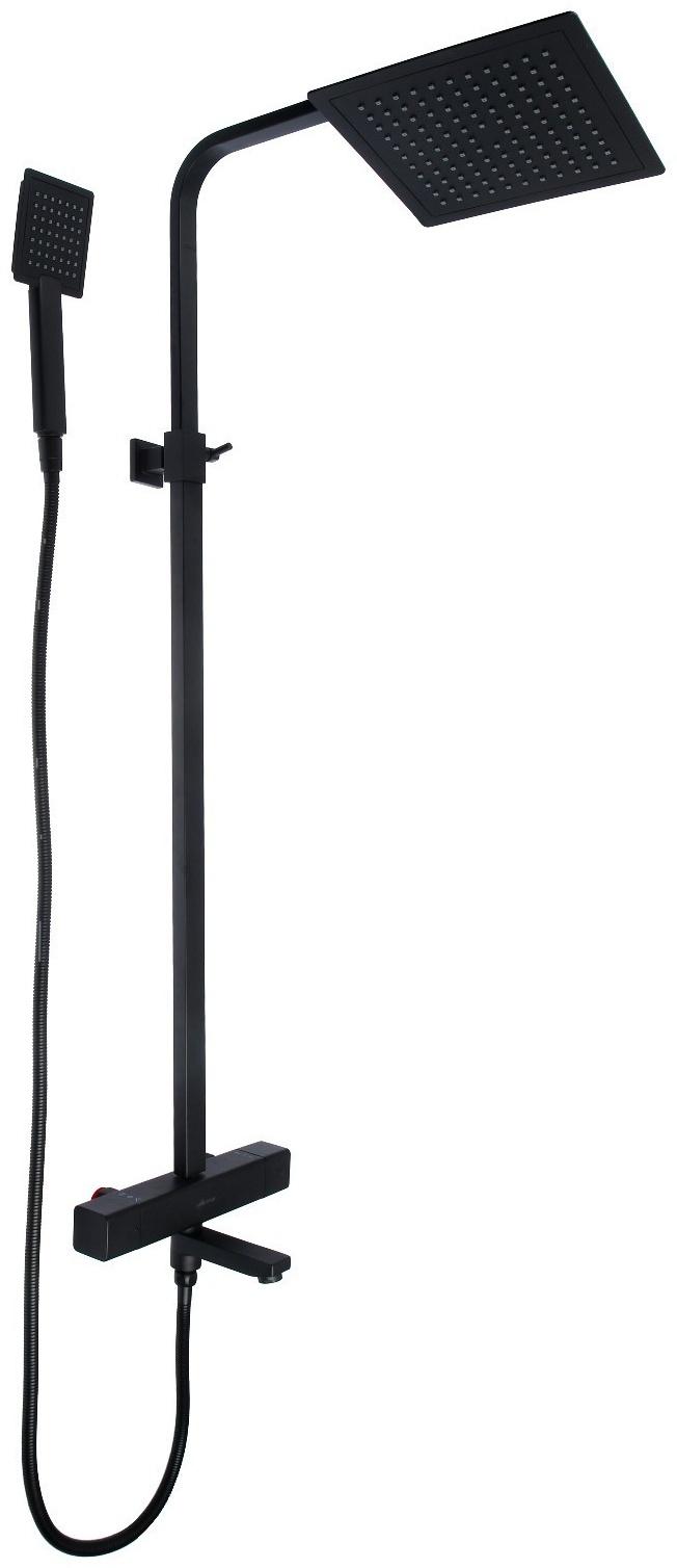 Душевая система Accoona A83306F, однорычажный, термостат, тропический душ, лейка, черный