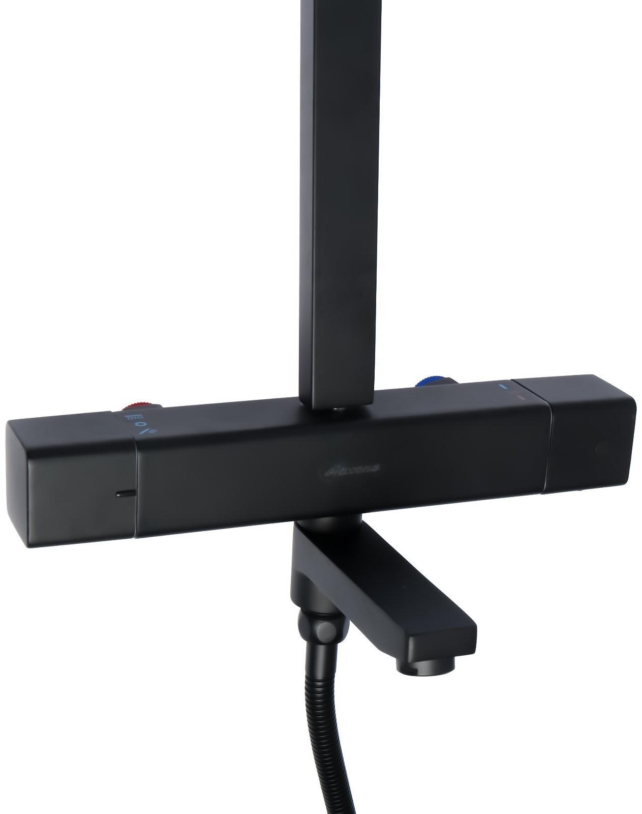 Душевая система Accoona A83306F, однорычажный, термостат, тропический душ, лейка, черный