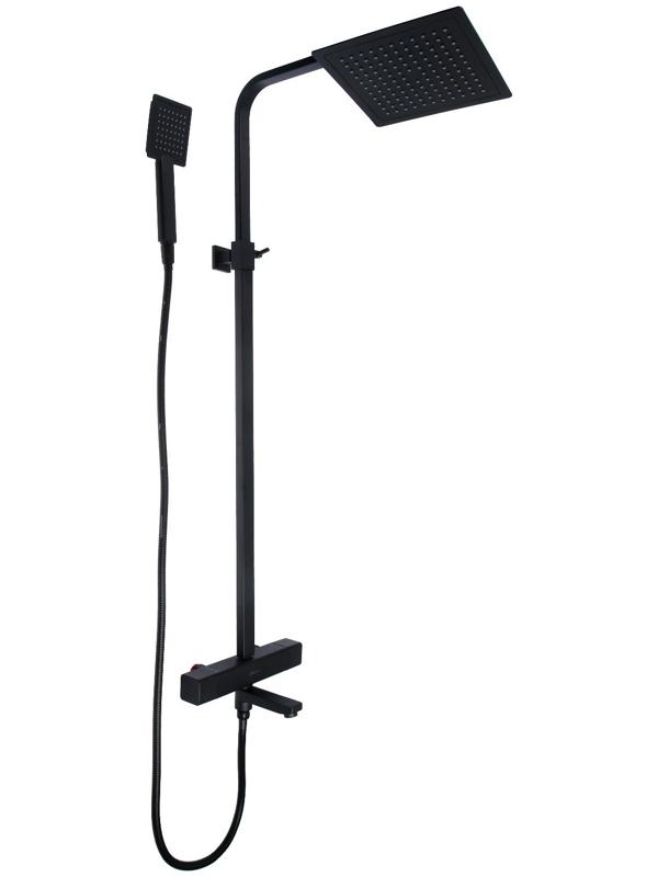 Душевая система Accoona A83306F, однорычажный, термостат, тропический душ, лейка, черный