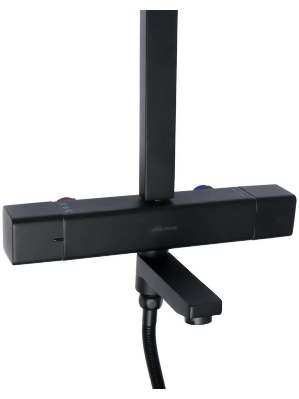 Душевая система Accoona A83306F, однорычажный, термостат, тропический душ, лейка, черный