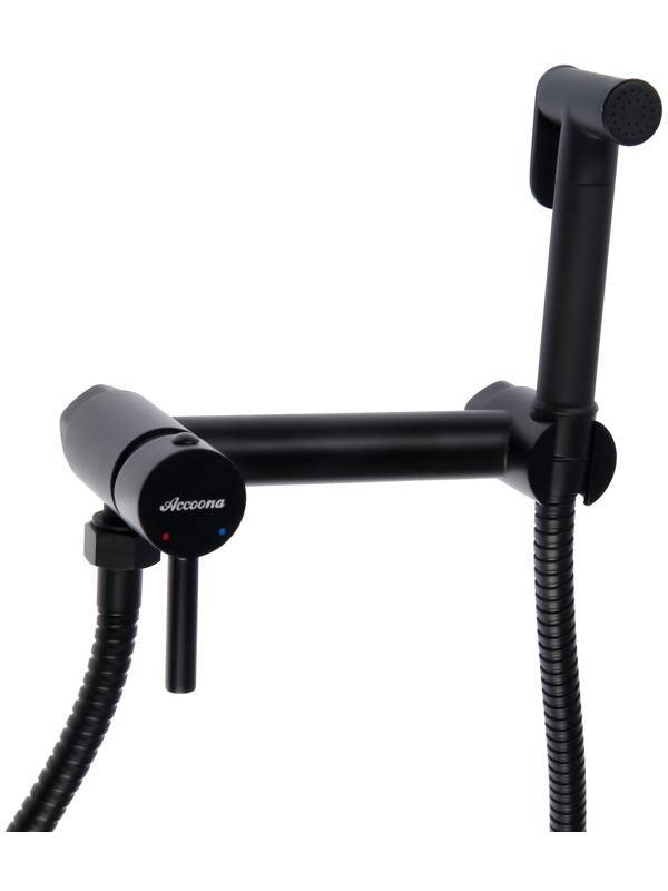 Смеситель для биде Accoona A3290F-2, с гигиеническим душем, настенный, черный