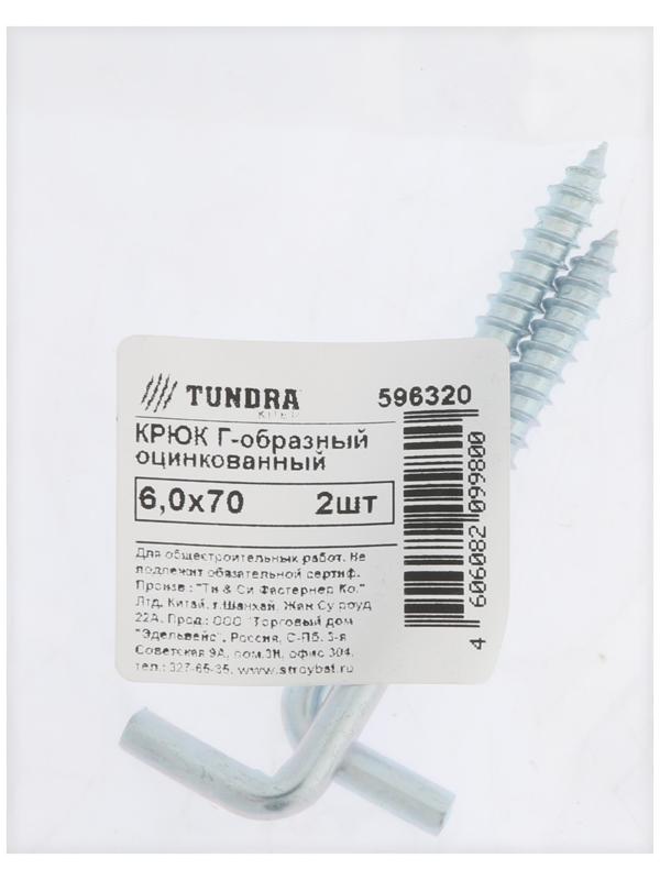 Шуруп-костыль ТУНДРА, белый цинк, 6x70 мм, 2 шт