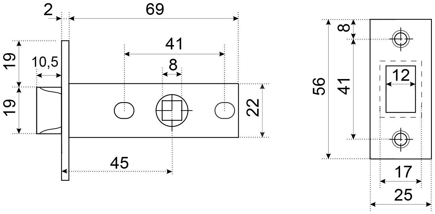 ЗащёлкаАЛЛЮР АРТ L45-8 SC, цвет матовый хром торц. планка 25 мм б/ручек