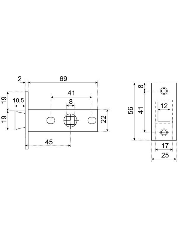 ЗащёлкаАЛЛЮР АРТ L45-8 SC, цвет матовый хром торц. планка 25 мм б/ручек