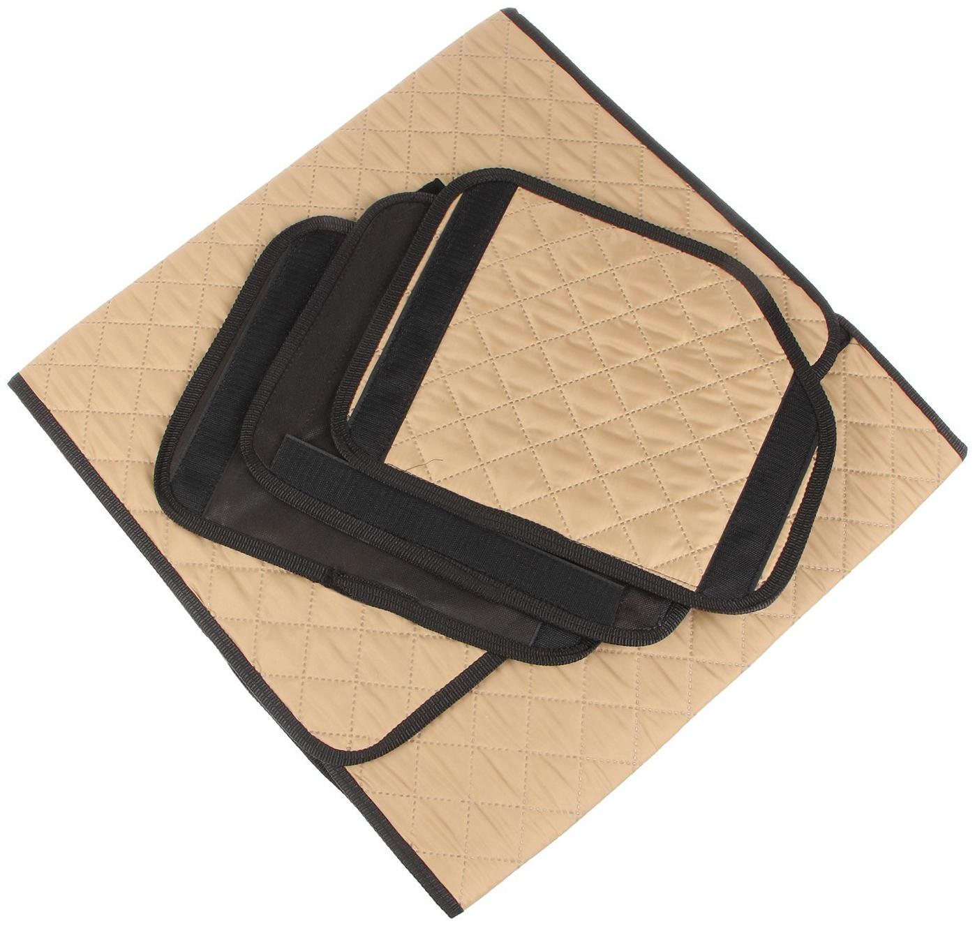 Органайзер саквояж в багажник автомобиля Cartage, оксфорд стеганый, 53 см, бежевый