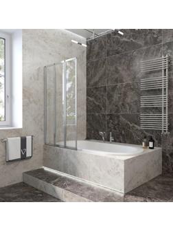 Душевая шторка на ванну Veconi Palau PL-73L, 1200x1500 мм, прозрачное стекло 4 мм, хром