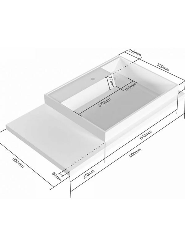 Раковина СанТа «Юпитер» 900129, над стиральной машиной, 900х500 мм, правая, без кронштейнов   973896