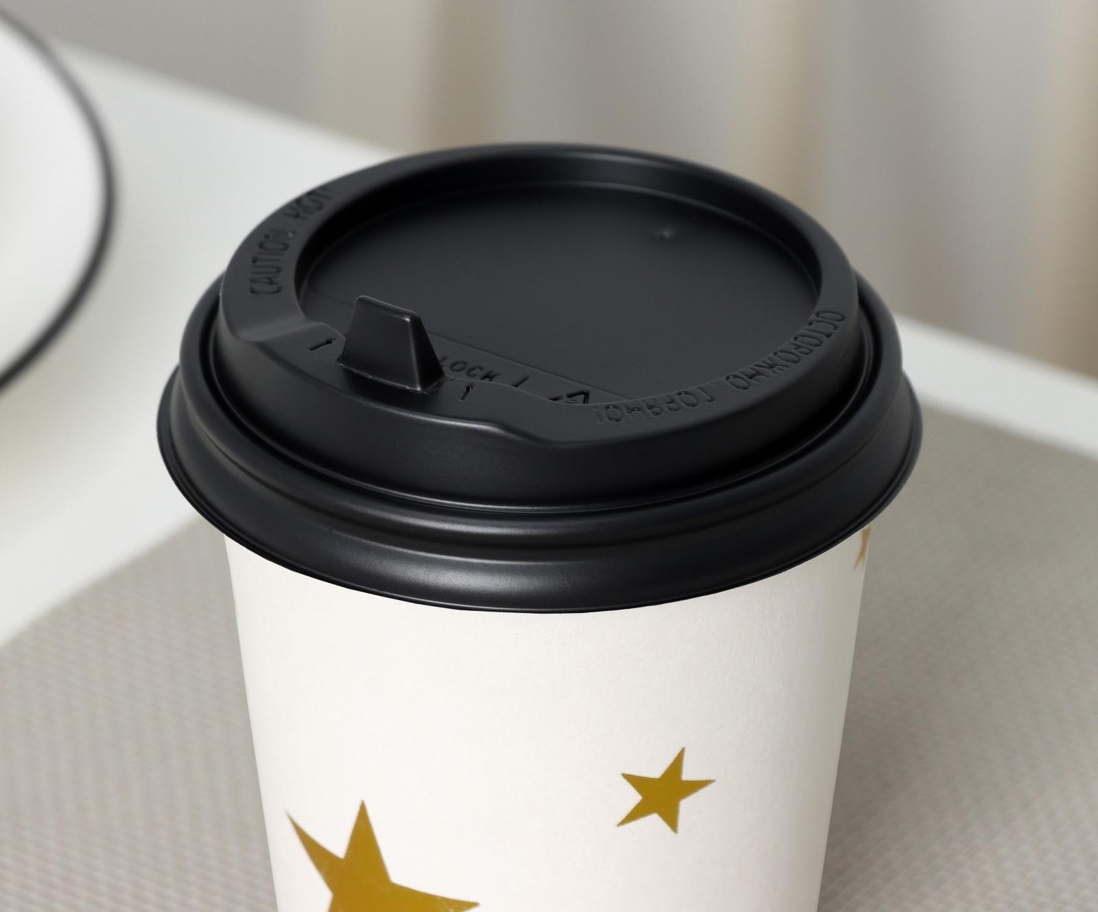 Крышка одноразовая для стакана чёрная, с клапаном, d=8 см