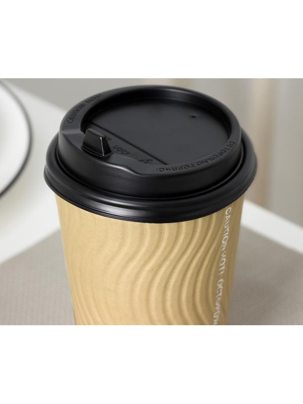 Крышка одноразовая для стакана чёрная, с клапаном, d=9 см