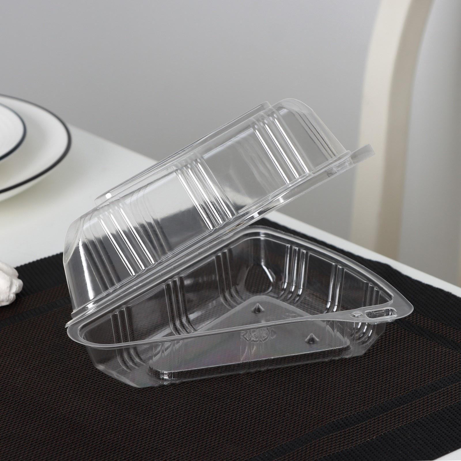 Контейнер одноразовый с неразьёмной крышкой для кусочка торта, 8,5×11,5×6,5 см, 200 шт/уп.