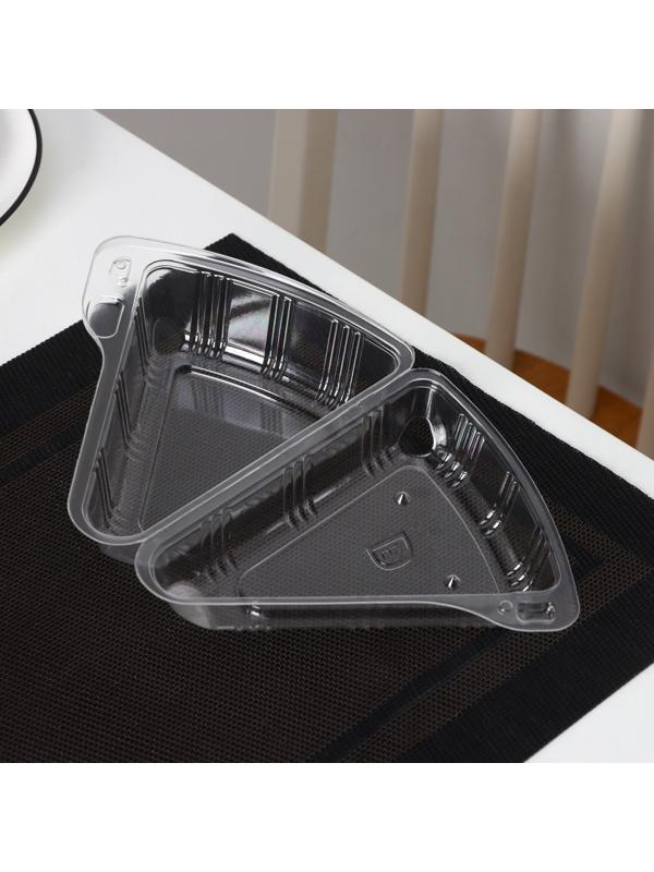 Контейнер одноразовый с неразьёмной крышкой для кусочка торта, 8,5×11,5×6,5 см, 200 шт/уп.