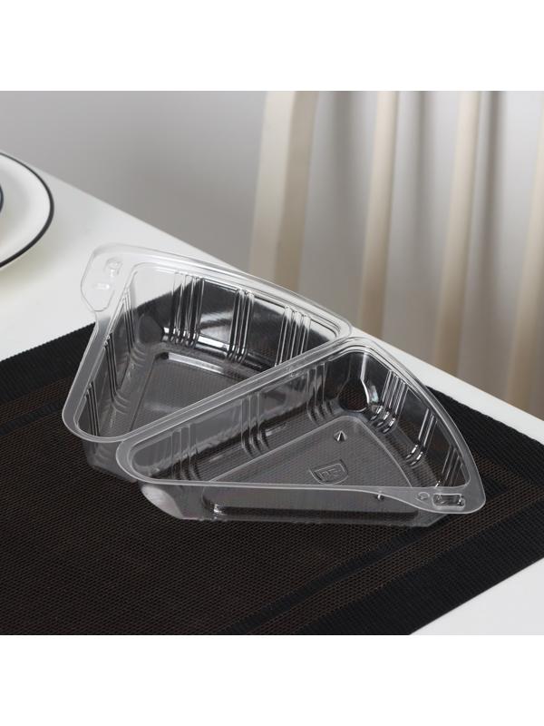 Контейнер одноразовый с неразьёмной крышкой для кусочка торта, 8,5×11,5×6,5 см, 200 шт/уп.