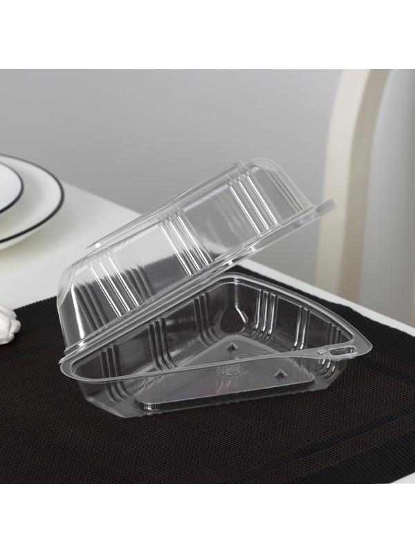 Контейнер одноразовый с неразьёмной крышкой для кусочка торта, 8,5×11,5×6,5 см, 200 шт/уп.