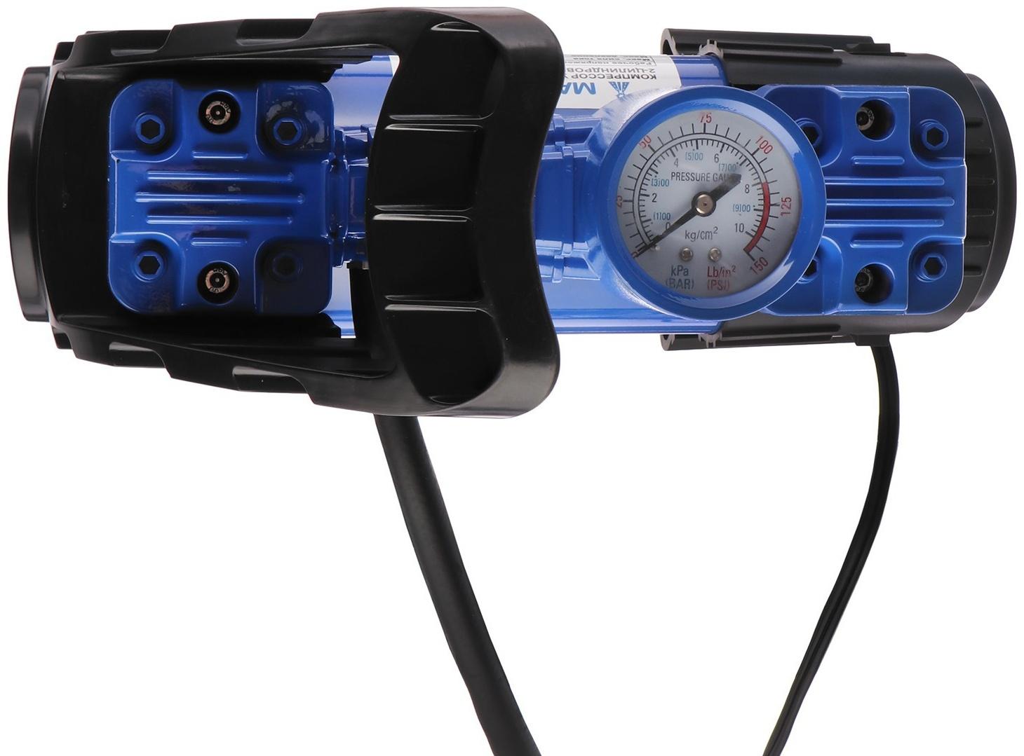 Компрессор автомобильный МАЯКАВТО АС-514ма, двухпоршневой, усиленный, с LED-фонарем, кейс