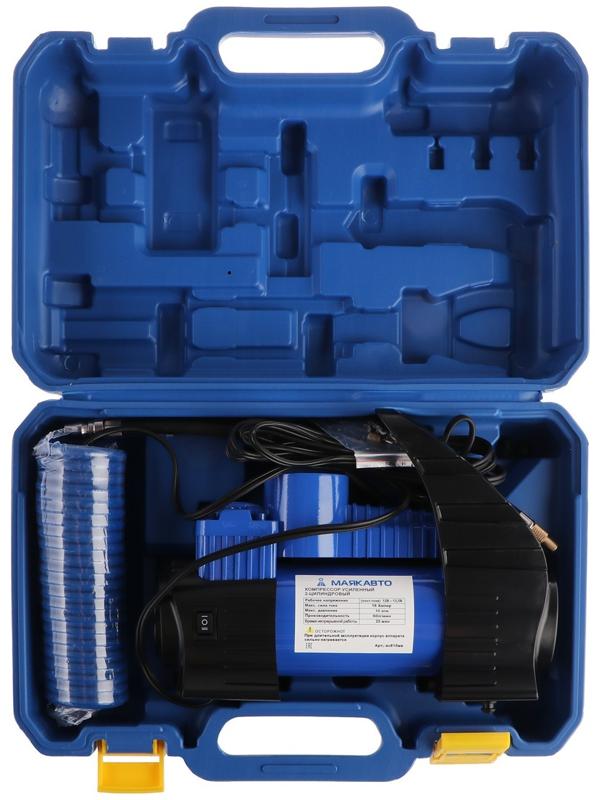 Компрессор автомобильный МАЯКАВТО АС-514ма, двухпоршневой, усиленный, с LED-фонарем, кейс