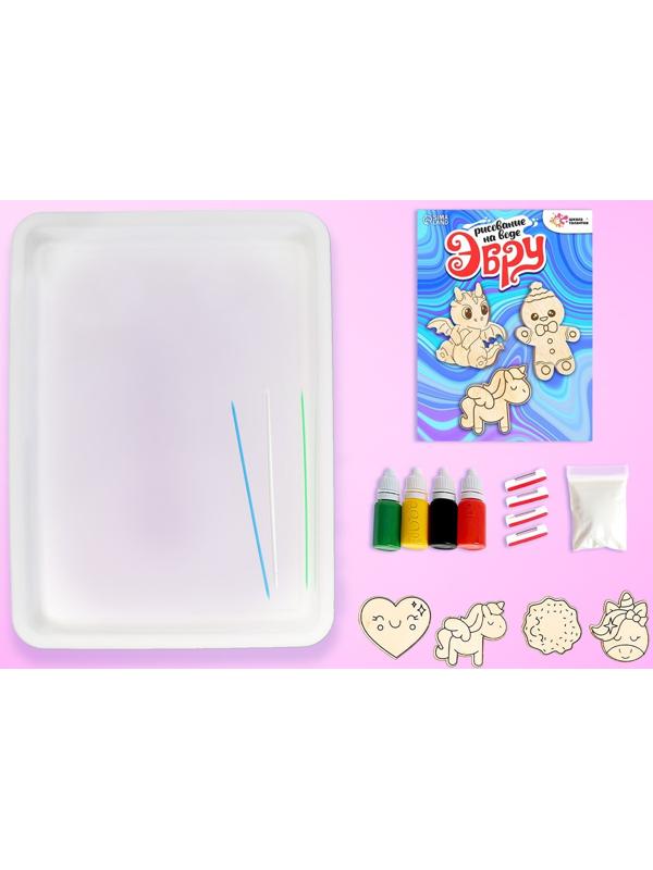 Набор для творчества «Рисуем в технике эбру, Значки из дерева: единорог»