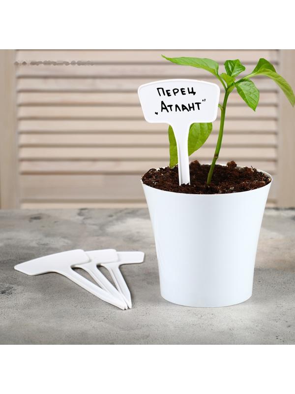 Таблички садовые для маркировки, 20 см, набор 10 шт., пластик, белые, Greengo