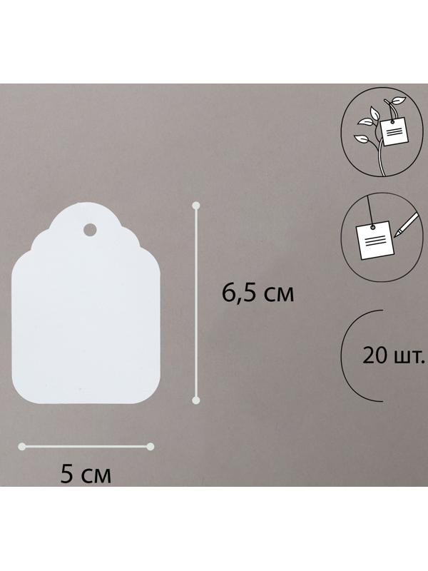 Бирки садовые для маркировки, 6,5 × 5 см, набор 20 шт., пластик, белые, Greengo