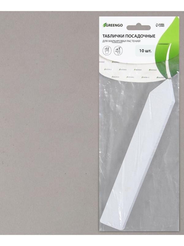 Бирки садовые для маркировки, 20 см, набор 10 шт., пластик, белые, Greengo