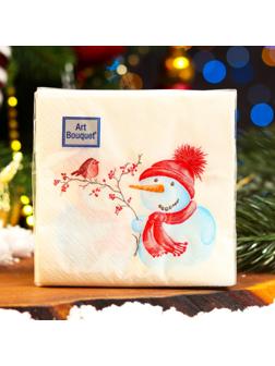 Салфетки бумажные Art Bouquet «Милый снеговик», 2 слоя, 20х20, 30 шт.