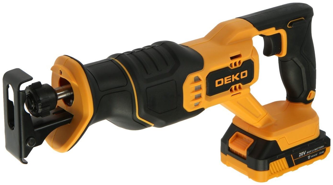 Пила сабельная аккумуляторная DEKO DKRS20, 20 В, 2х2 Ач, 2800 об/мин, ход 20 мм