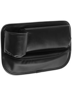 Карман-органайзер для мелочей, внутрисалонный, между сиденьями, экокожа, черный