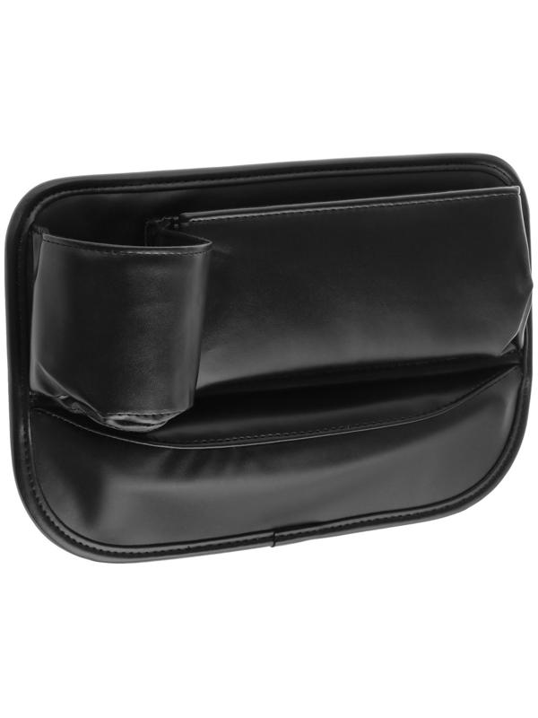 Карман-органайзер для мелочей, внутрисалонный, между сиденьями, экокожа, черный