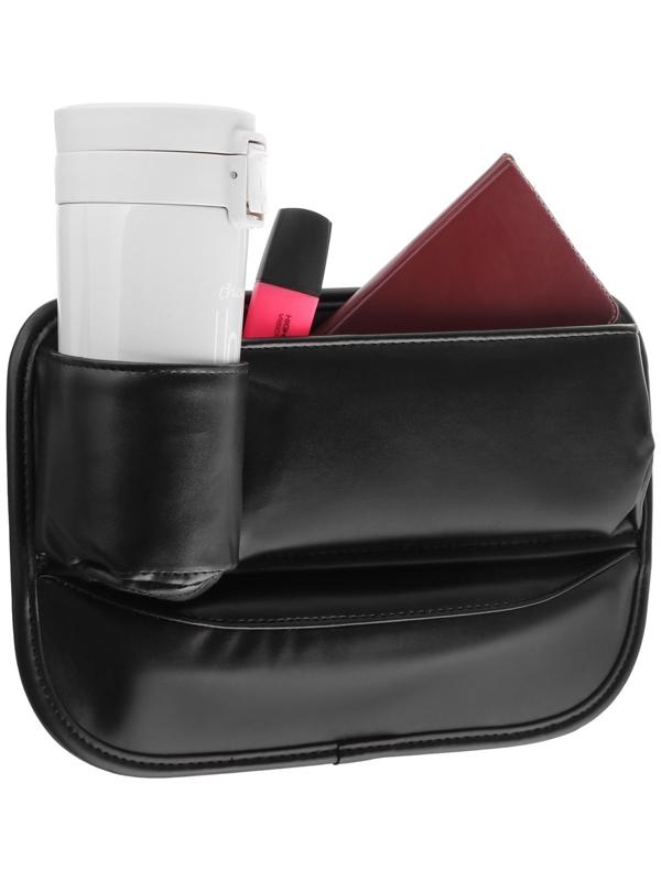 Карман-органайзер для мелочей, внутрисалонный, между сиденьями, экокожа, черный