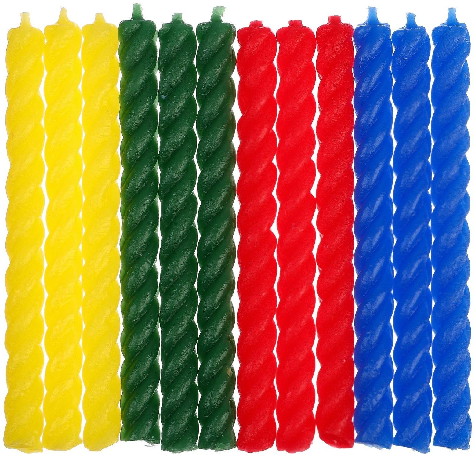 Набор витых свечей в торт 12 шт 