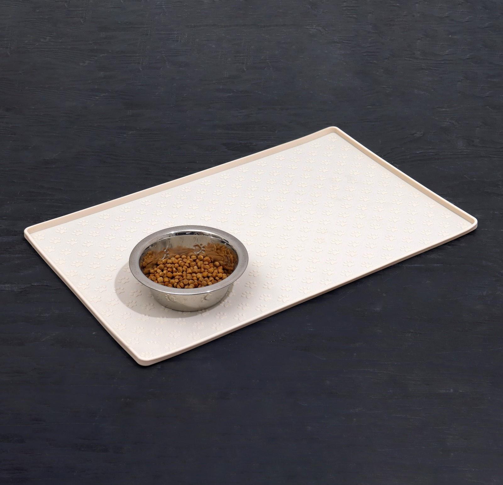Коврик силиконовый под миску с текстурой, 48 х 30 см, кремовый