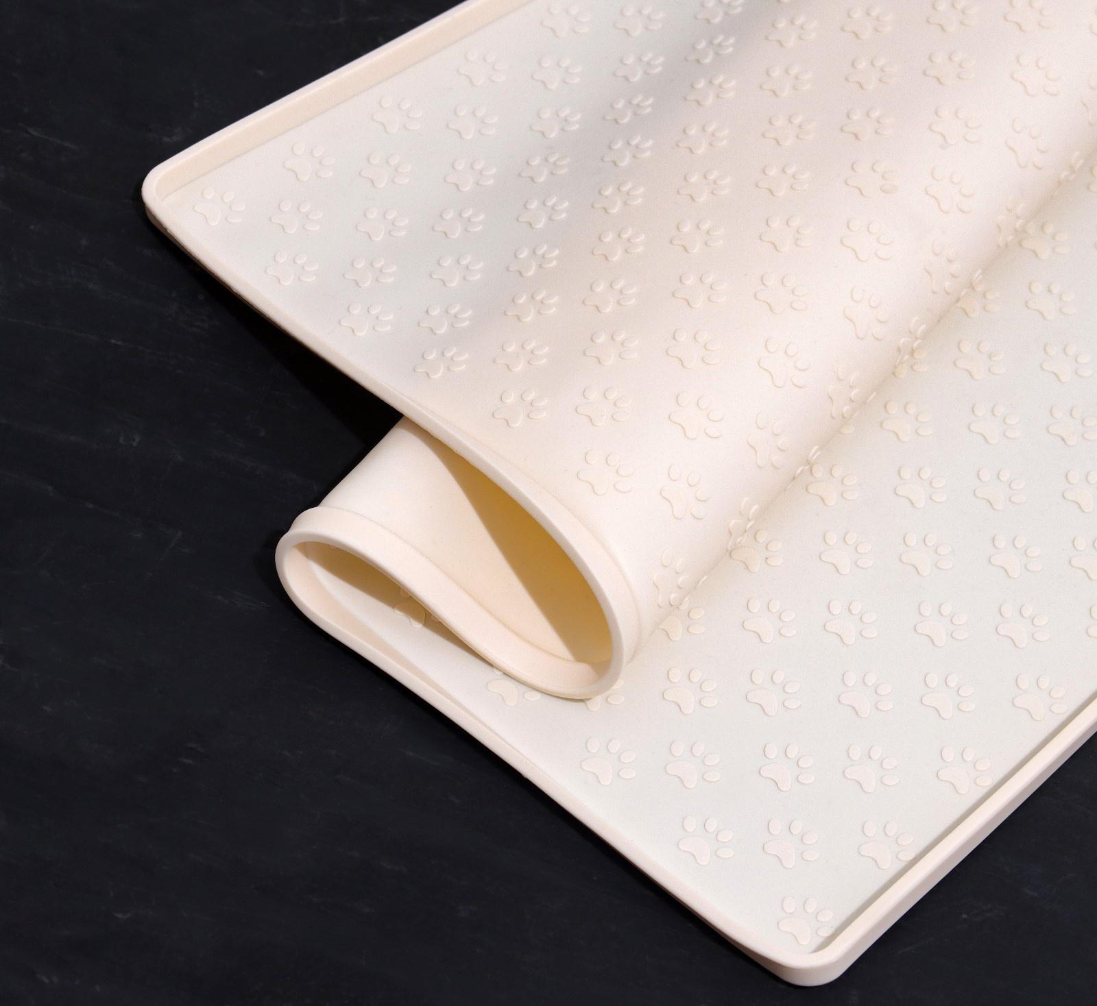 Коврик силиконовый под миску с текстурой, 48 х 30 см, кремовый